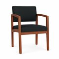 Lesro Lenox Wood Guest Chair Wood Frame, Cherry, MD Black Upholstery LW1101